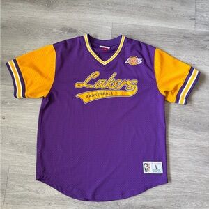 MITCHELL & NESS Los Angeles Lakers Purple MESH V Neck JERSEY NBA